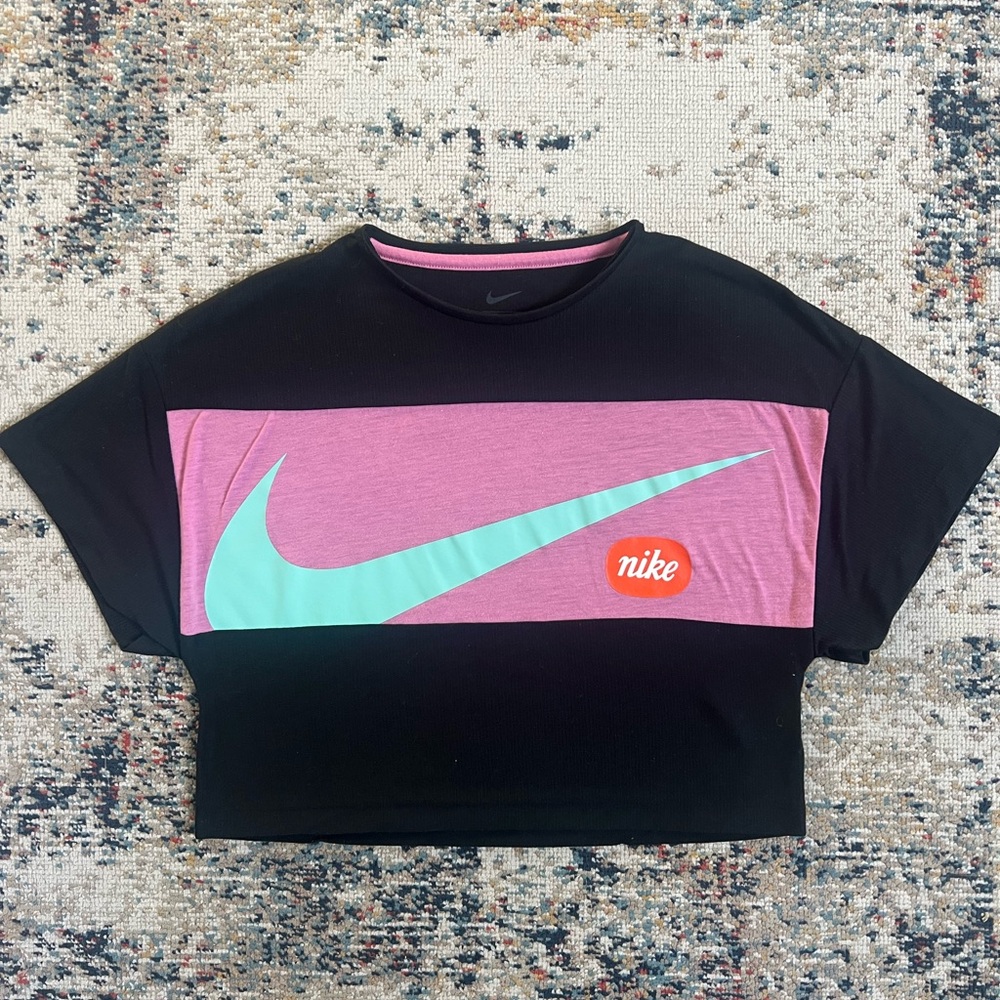Girl- Nike Black Knit Fabric with White Logo